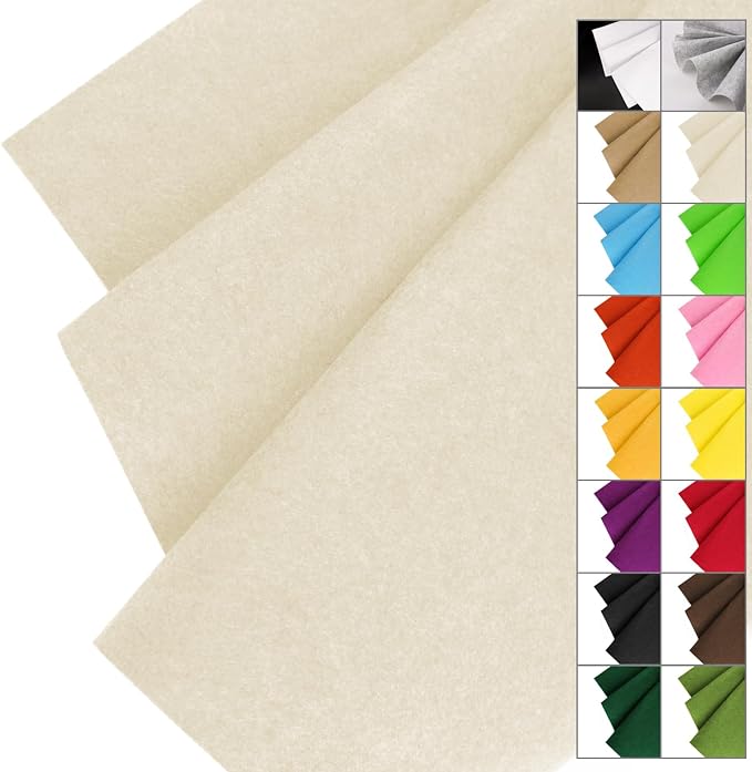 IONTACH 36" X 36" Ivory Stiff Felt Fabric 1.2mm Thick | Felt Sheet
