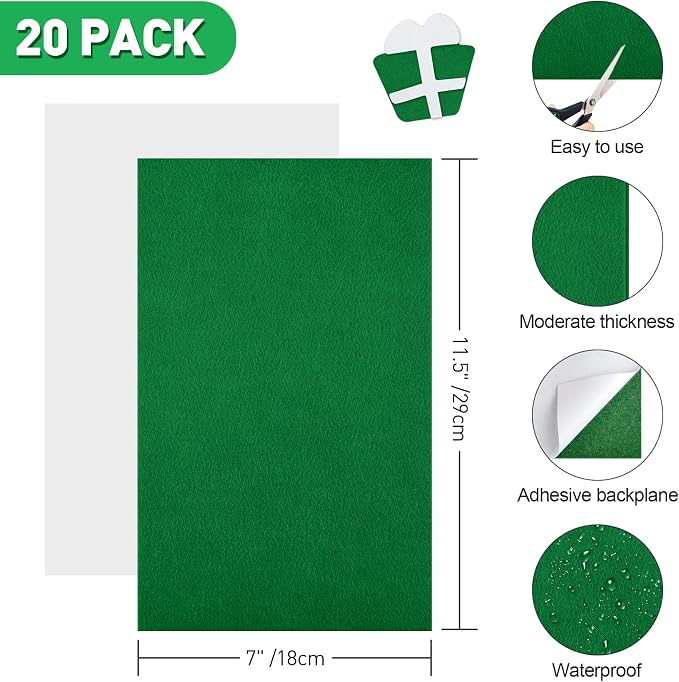 NACHLYNN 20Pcs Self Adhesive Felt Fabric Sheets 7"x11.5" /18x29cm Sticky Back