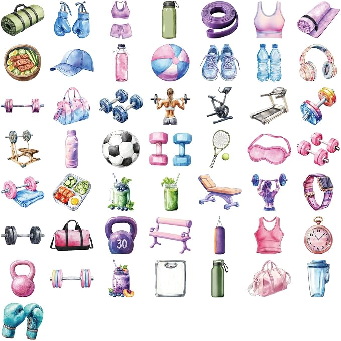 50Pcs Aesthetic Fitness Stickers, Waterproof Vinyl Workout Equipment