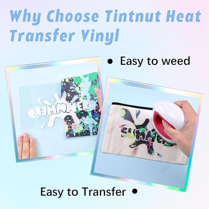 Tintnut Blue Green Splash Heat Transfer Vinyl, stretch washable, works