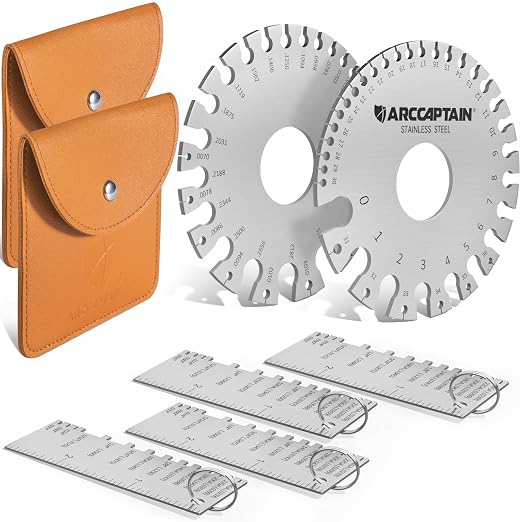 ARCCAPTAIN Metal Gauge Thickness Tool, Metal Thickness Gauge, 2 Sets, Stainless