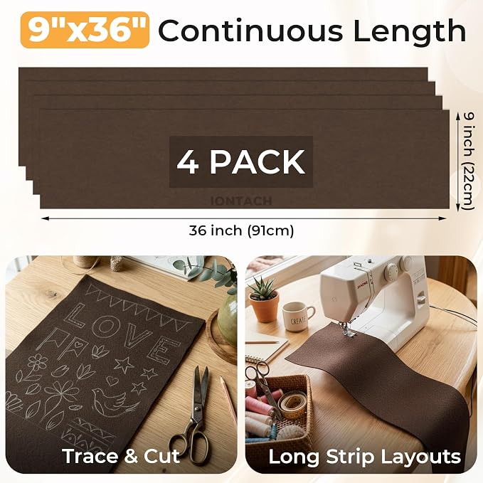 IONTACH 9" X 36" Soft Felt Sheets 1.6mm Thick | Acrylic Felt Fabric