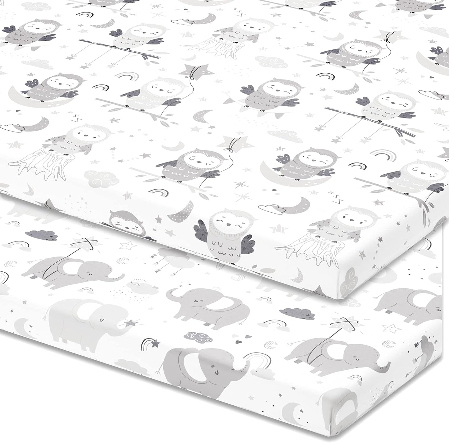 Bassinet Fitted Sheets Compatible with 4moms Breeze Plus Bassinet Model 1045 – Snuggly Soft 100% Jersey Cotton – 2 Pack – Not for Old Models