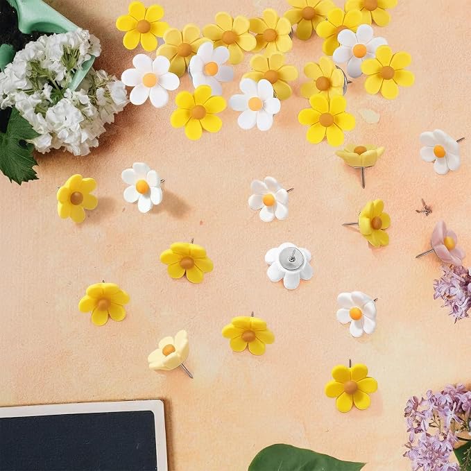 30PCS Cute Push Pins, Bulletin Board Pins, Bulletin Board Decorations, Flower