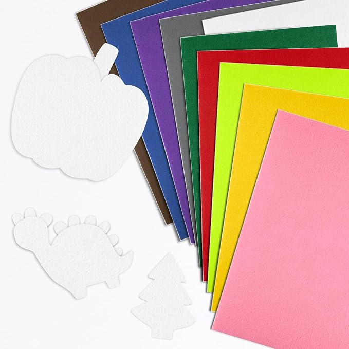 CHRORINE 10 Pcs White Felt Fabric Sheets Self Adhesive Felt Sheets 8 x 12