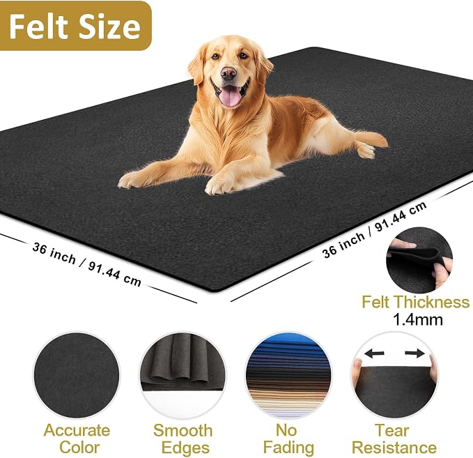Black Fabric Sheet 36" X 36", 1.4mm Thick Large Soft Durable Flexible Craft