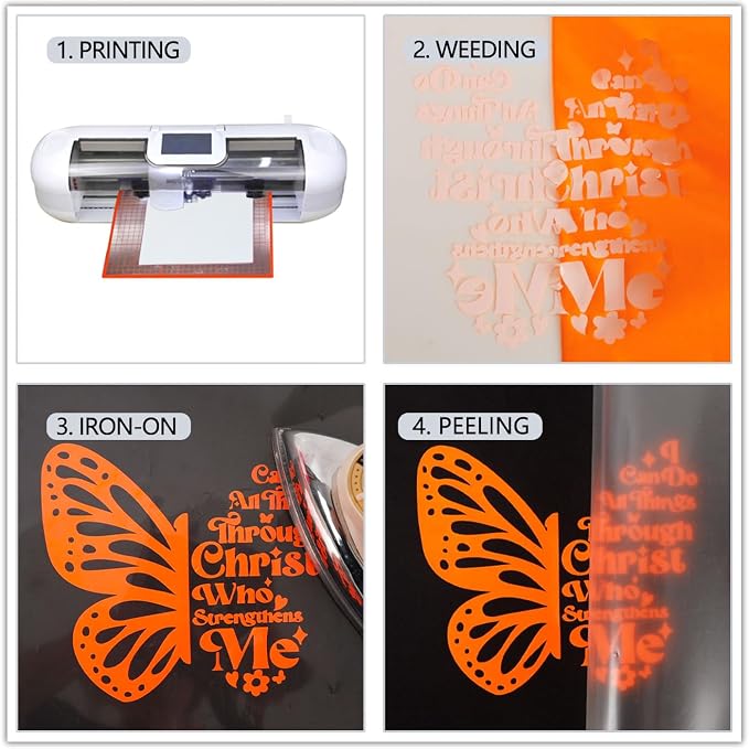 guangyintong Fluorescent Heat Transfer Vinyl Neon Orange HTV Rolls, HTV Vinyl