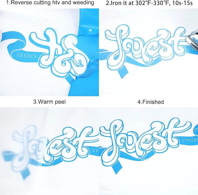 FUNKAKA Lake Blue Heat Transfer Vinyl Rolls, Adhesive Glossy HTV Vinyl