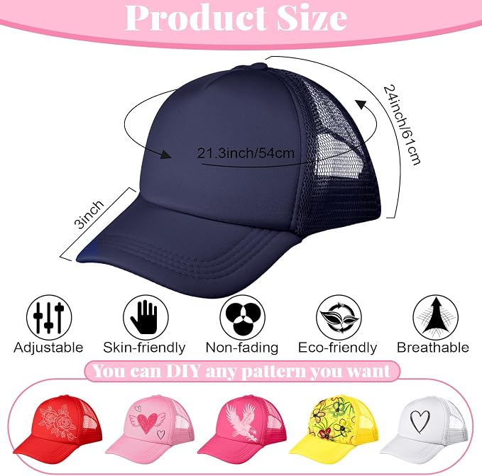 Vabean 24 Pack Sublimation Blank Cap Trucker Mesh Cap Unisex Plain Blank