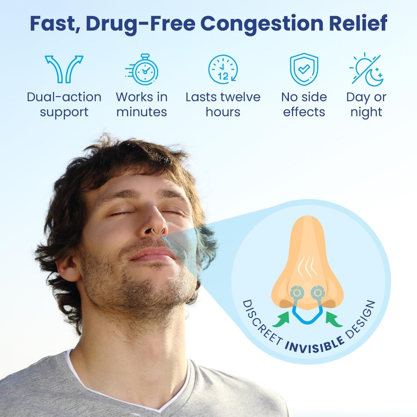 Mentholated Nasal Dilators for Breathing, Congestion, and Snoring - 14 Count Dual-Action Nose Inserts for Daytime and Nighttime Use - Hidden Nostril Opener Clips Last Up to 12 Hours - Cinnamon