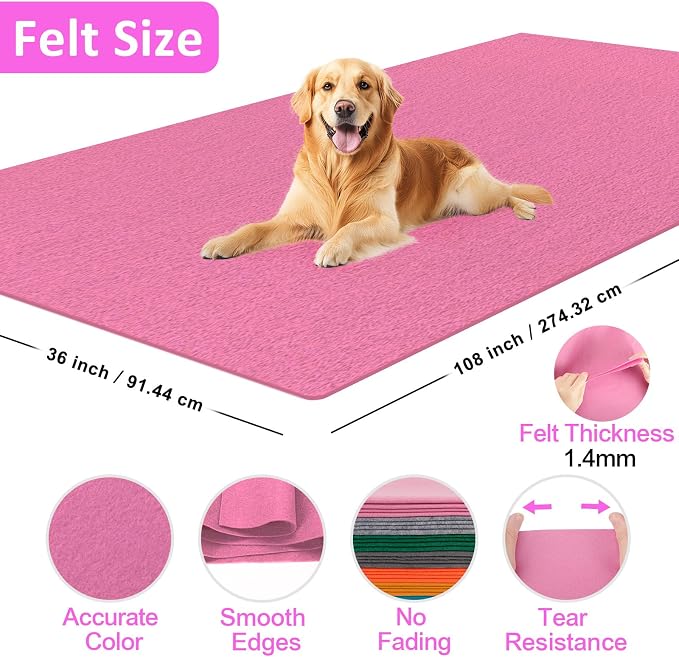 XSEINO Dust Pink Large Felt Fabric 108" X 36 ", 1.4 mm Thick Soft Felt Fabric
