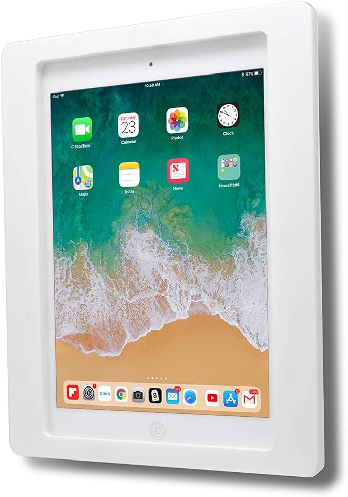 TABcare Anti-Theft Acrylic VESA Enclosure for Apple iPad Pro 9.7" with Free Wall Mount Kit & 90-Degree Angle Charge Cable (iPad Pro 9.7", White)