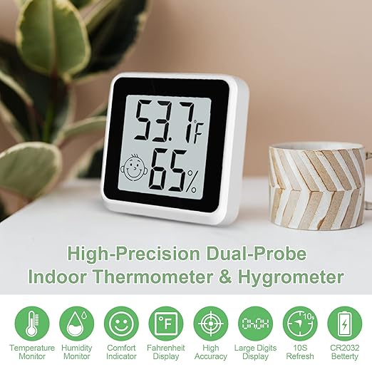 Indoor Humidity Meter Hygrometer 4Pack, Room Thermometer for Accurate Room Temperature Monitor, Digital Hygrometer with Indoor Thermometer for Home, Baby Nursery, and Humidity Sensor Enhanced Comfort