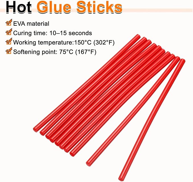 HARFINGTON 10pcs Hot Glue Sticks 0.28" Dia x 9.84" Long EVA Mini Hot Melt