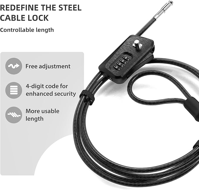 6ft Python Cable Lock for Bike, Bicycle, Scooter, Trail Camera Locking, 4 Digit Combination Padlock, Heavy Duty Anti Theft, Weatherproof, Adjustable Steel Cable Lock for Trail Cam, Kayak