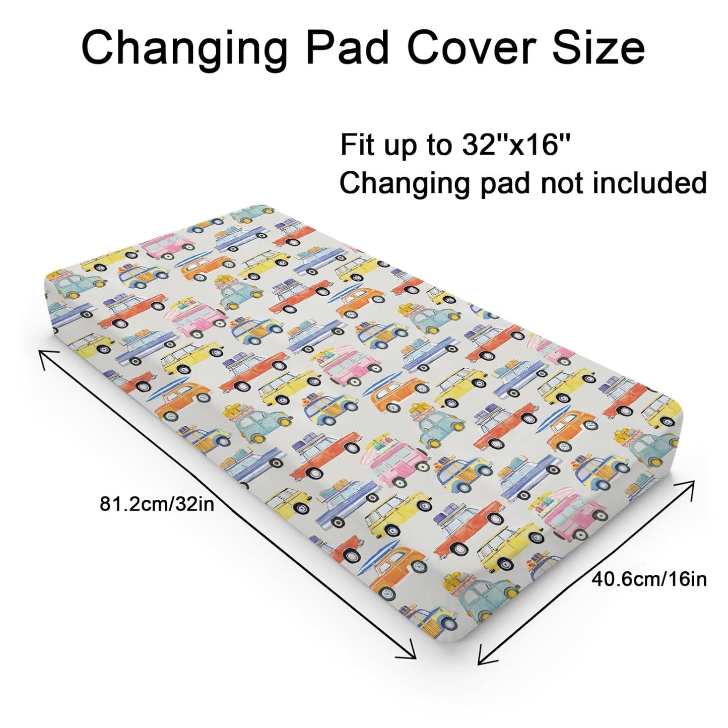 Colorful Classic Car Baby Changing Pad Covers Boy Girl 32''x16'' Retro Car Auto Vehicles Fitted Diaper Change Table Mats Vintage Car Vehicles Transportation Soft Breathable Cradle & Bassinet Sheets