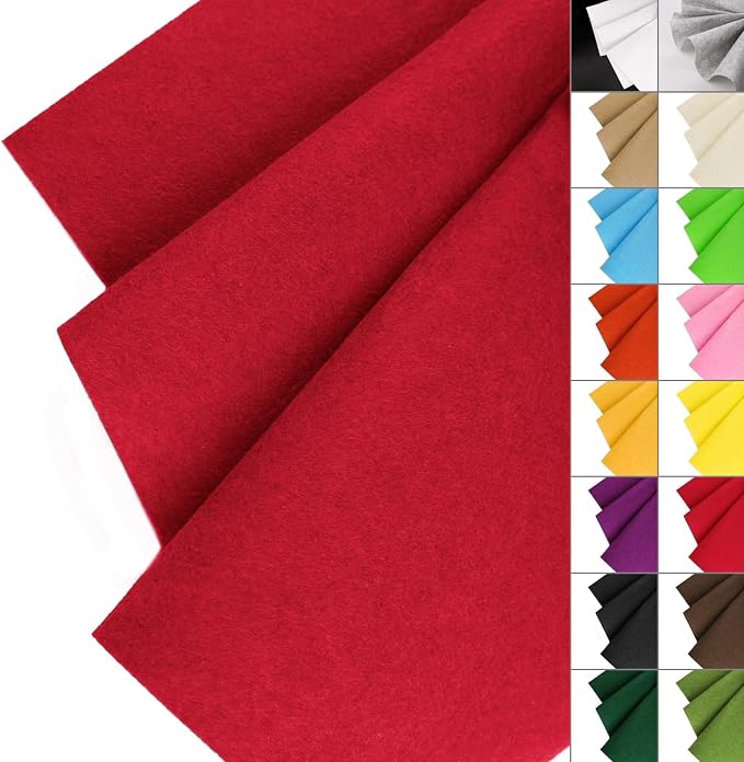 IONTACH 36" X 36" Red Stiff Felt Fabric 1.2mm Thick | Felt Sheet