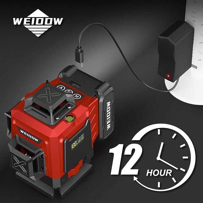 WEIDDW Laser Level 360° Green Cross Line Self Leveling Laser Measuring Tool