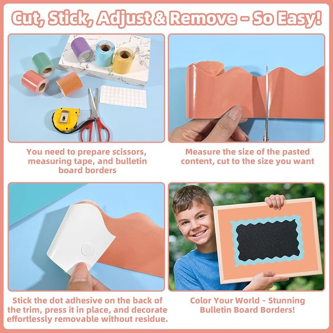 6 Rolls 196.8 Ft Pastel Bulletin Board Borders – Scalloped Classroom Summer