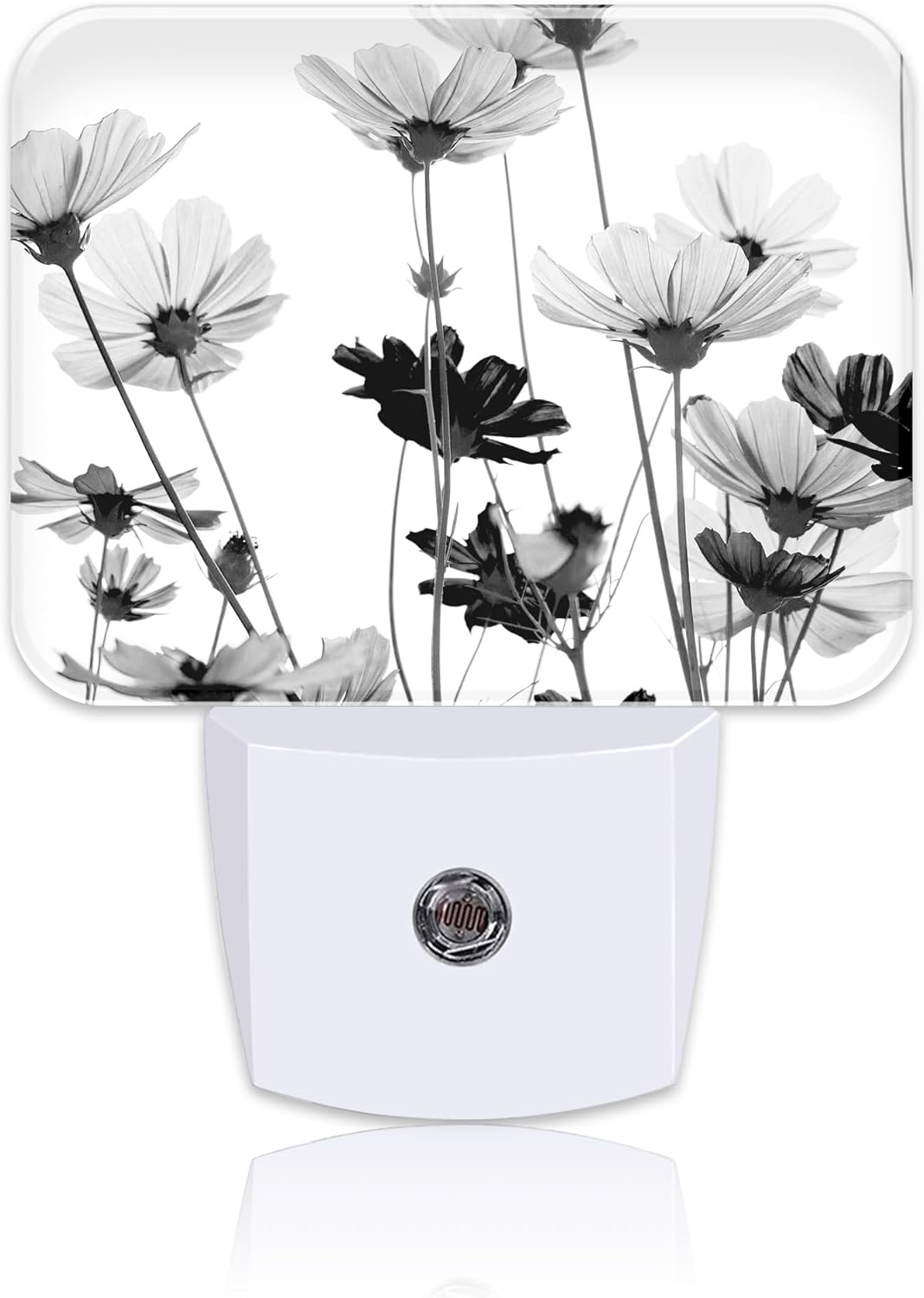 Black and White Daisy Plug in Night Lights, Daisy Flowers Nightlight Plug Into Wall Dusk to Dawn Sensor for Kid Girls Boys Women Men Room, Hallway, Kitchen, Bathroom, Stairs Decor