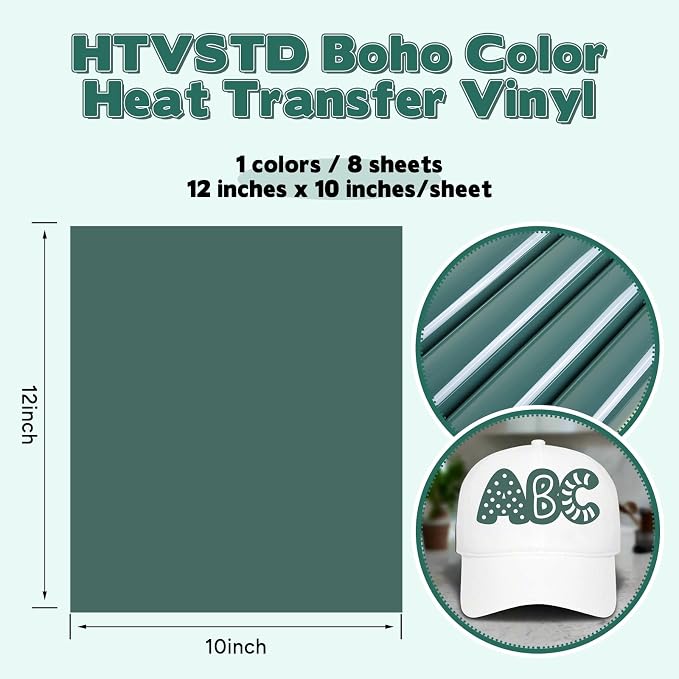 HTVSTD Peacock Blue Boho HTV Heat Transfer Vinyl 8pcs 12×10in Iron on Vinyl |