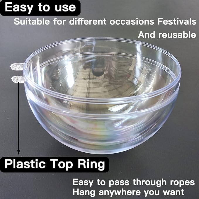 Jishi 10pk Clear Plastic Christmas Ornaments