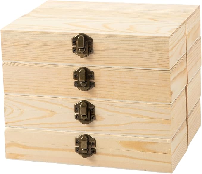 8PCS Wooden Storage Box Unfinished Wooden Small Box 8.2X2.6X1.6 Inch Souvenir