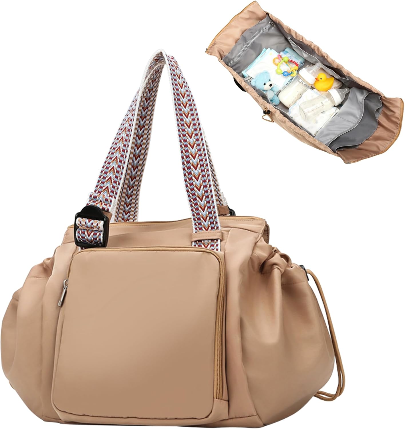 DAMARI Diaper Bag Tote for Moms Dads, Large Capacity Baby Diaper Bag, Wide-Open Mom Bag with 15 Pockets