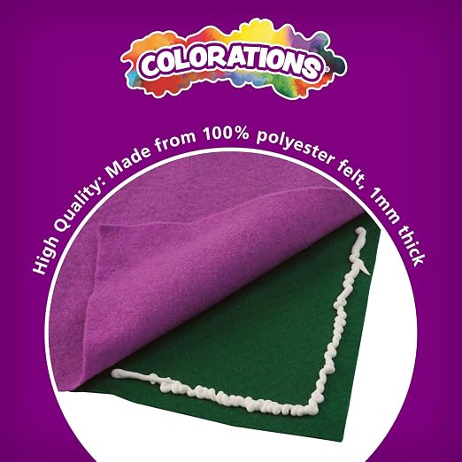 Colorations 100% Polyester Felt Sheets 9 inches x 12 inches, 13 colors