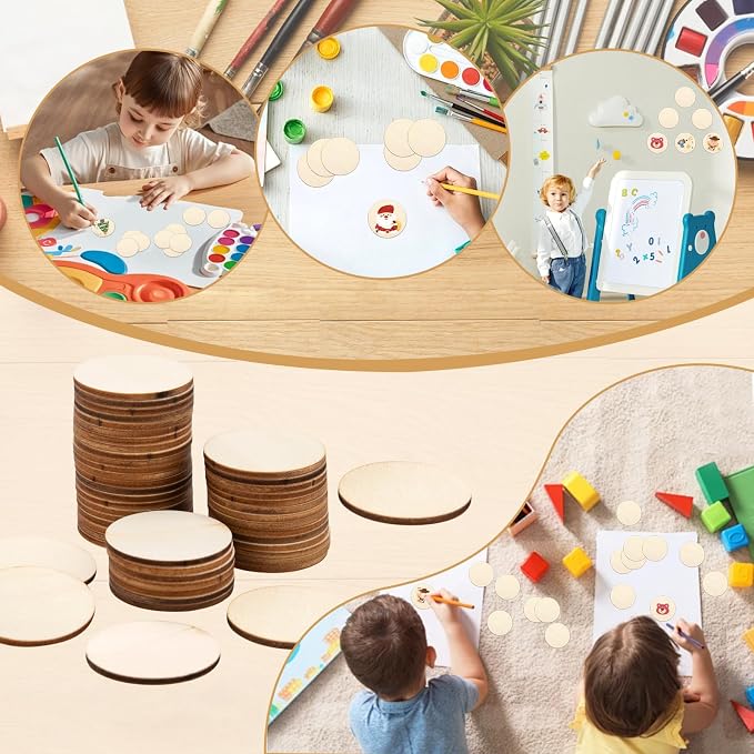 150 Pieces Unfinished Wood Circles