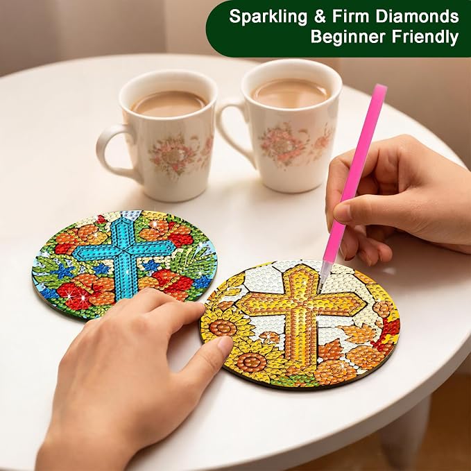 8-Pack Diamond Art Coaster Kit