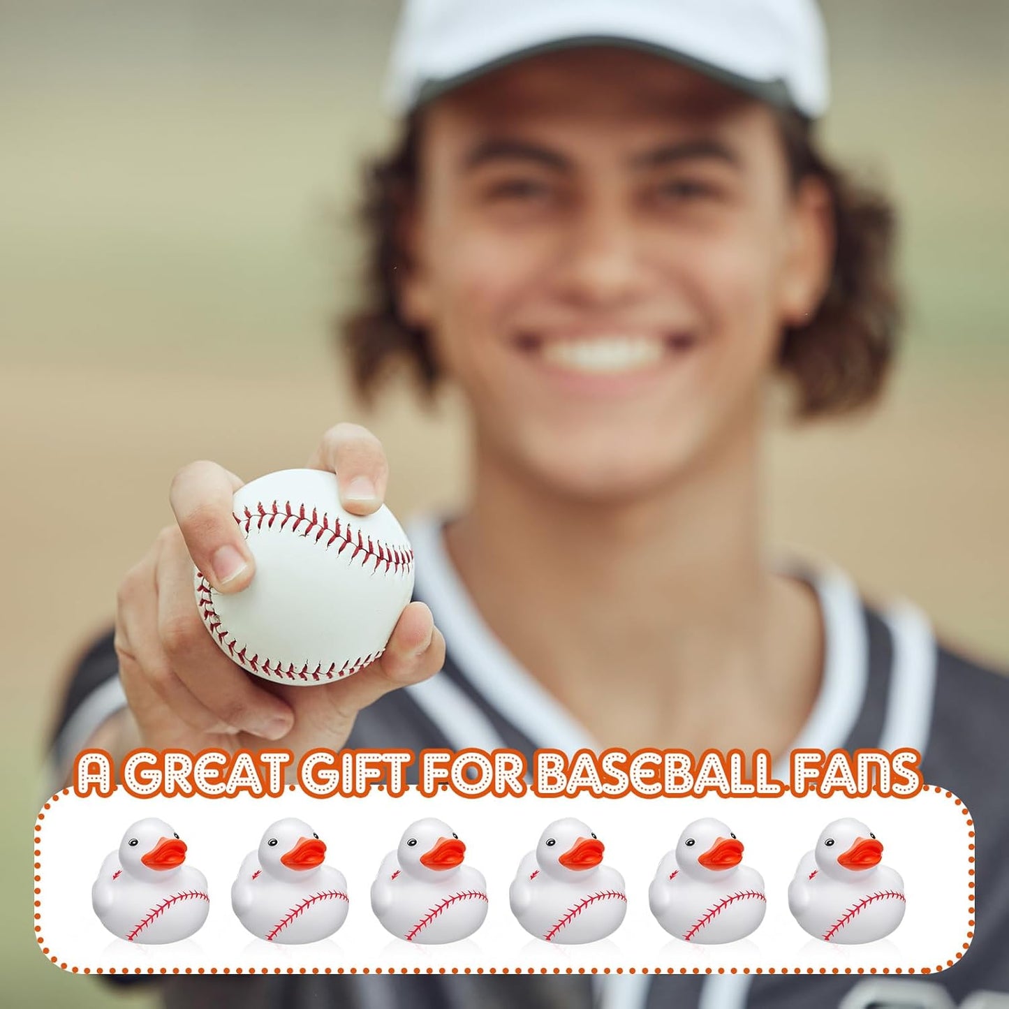Deekin 24 Pcs Rubber Duck 2 Inch Bulk Sport Party Favors for Birthday Party Decorations Club Player Gift (Baseball)