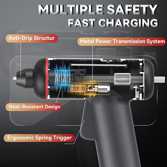 DELIXI Hot Glue Gun and Sticks Set, Cordless Glue Gun