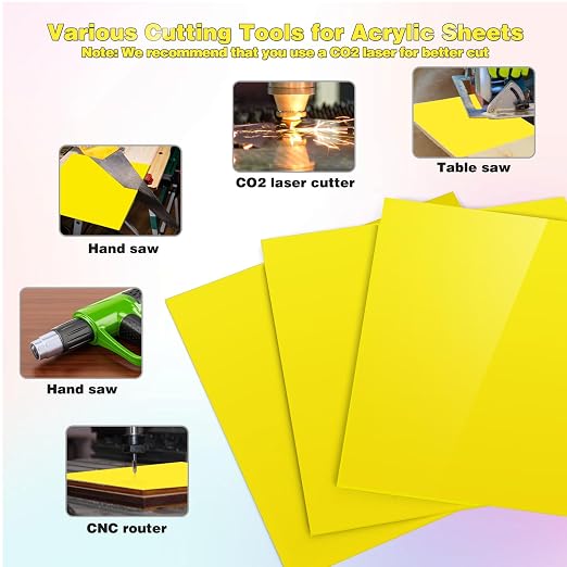 Adrattnay Yellow Acrylic Sheets 1/8 Thick, Opaque Acrylic Sheets Acrylic Panel