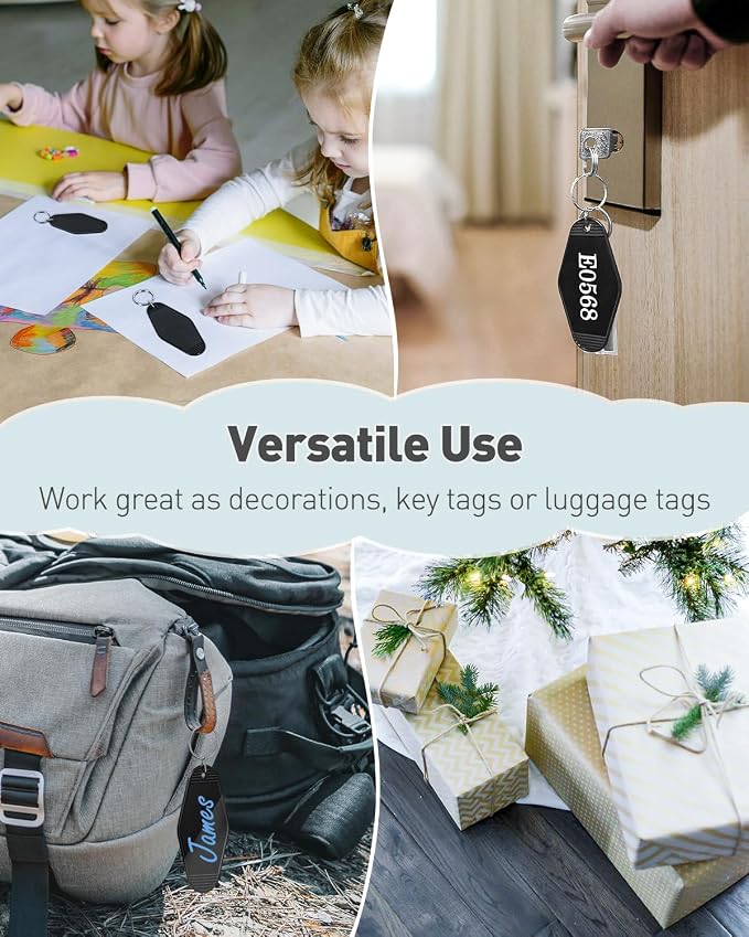 Uniclife 10 Pcs Blank Hotel Keychain Tags, Vintage Motel Keychain