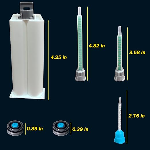 2 epoxy Resin Gun Barrels, 8 nozzles of 3 Different Specifications,