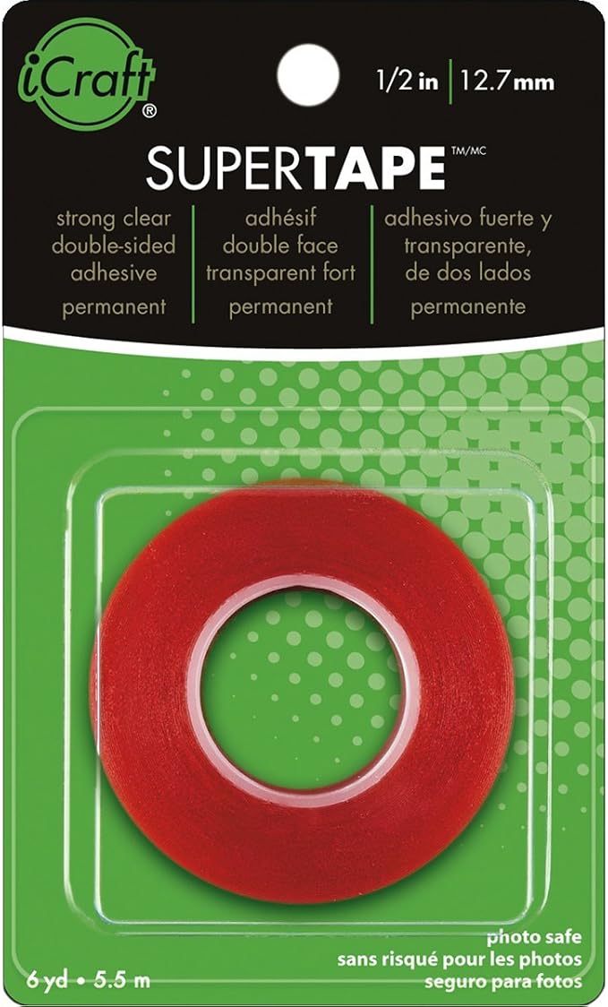 iCraft SuperTape Strong Double Sided Permanent Adhesive, 1/2" x 6 yards