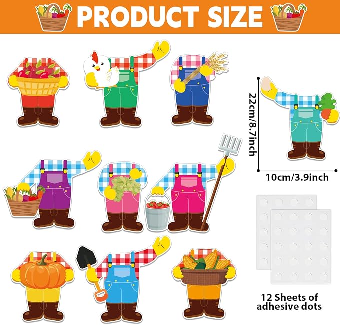 gisgfim 80Pcs Farm Animal Farmer Cutouts Back to School Decorations Bulletin