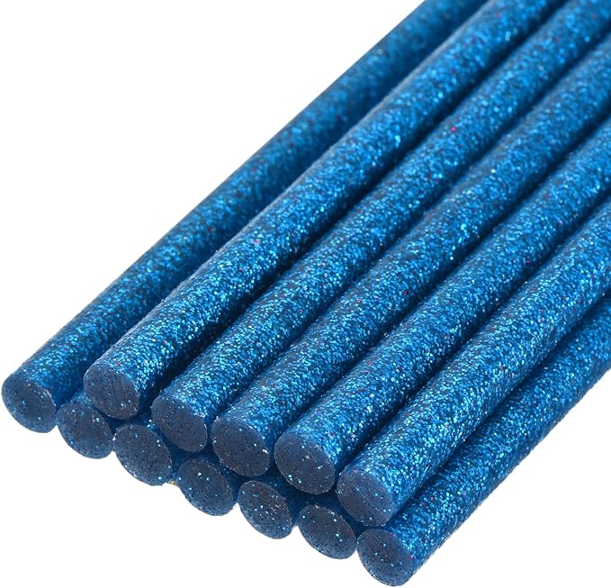 uxcell Mini Hot Glue Sticks for Glue Gun 7mm x 100mm Glitter Bright Blue 12pcs