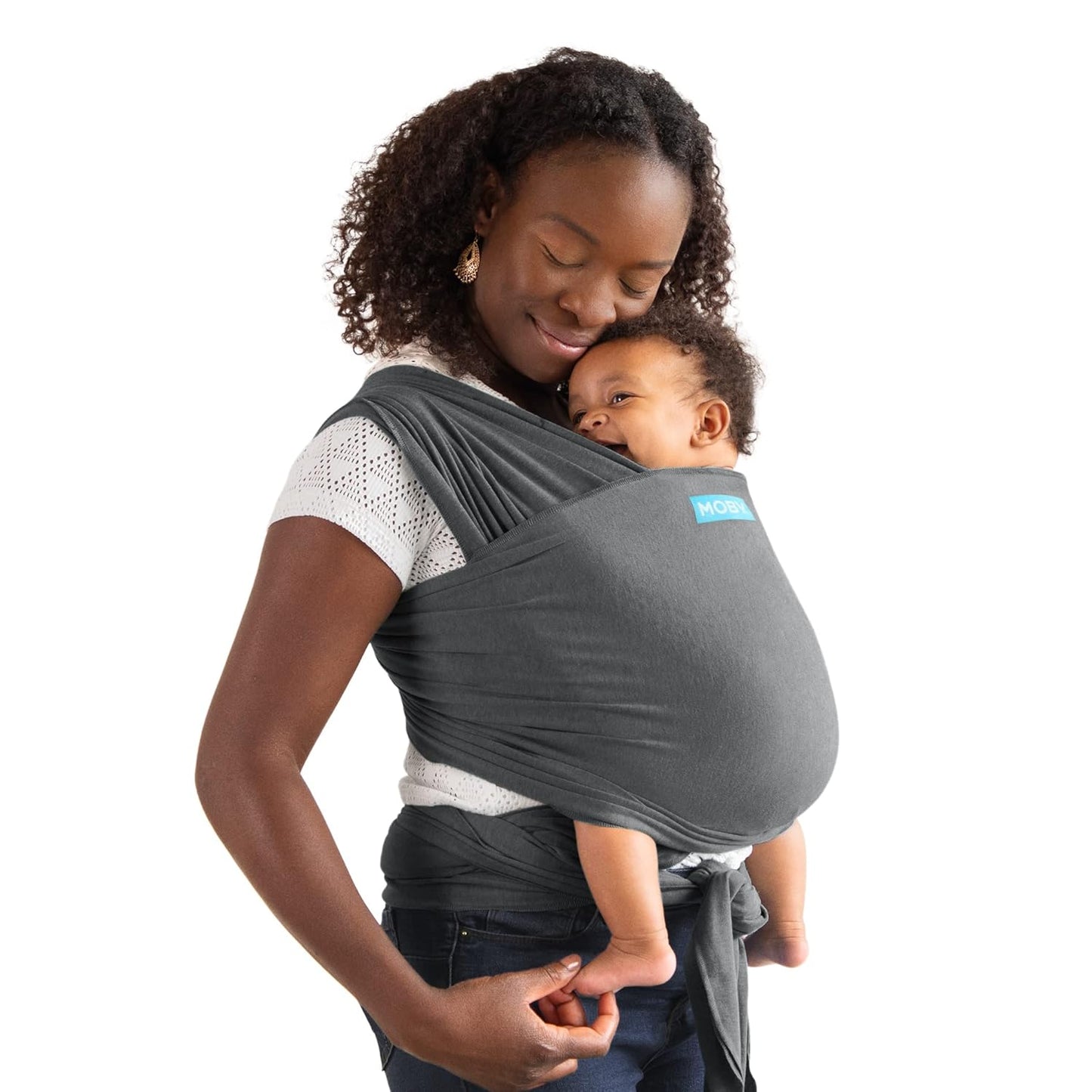 Moby Baby Wrap Carrier Element for Newborns to Toddlers (8-33lbs), Infant Sling Carrier, Ultra Lightweight & Hands Free Design, Adjustable for All Body Types (Asphalt)