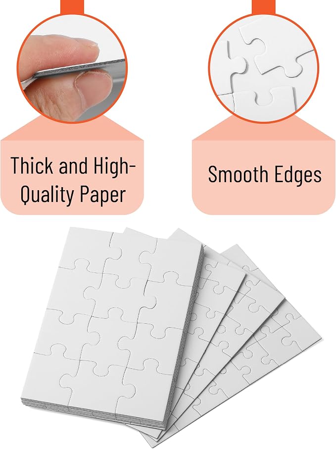Mr. Pen- Blank Puzzle, 10 Sets, 12/28/48 Pieces/Pack, 8.2" x 5.6" | Modern