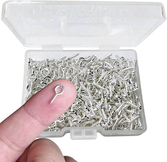 300PCS Mini Screw Eye Pin Pegs, 10 x 5mm Hooks, Self-Tapping Screws