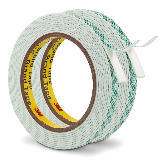 3M Double Sided Foam Tape 0.39" x 10Ft 2 Pack White | Double Coated Urethane