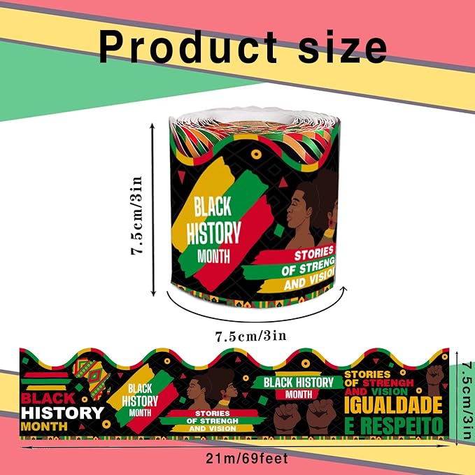 69 Feet Black History Month Bulletin Board, African American Holiday Rolled