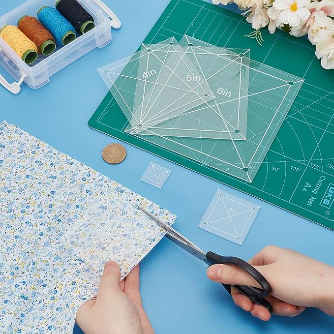 6Pcs Quilting Template Acrylic 0.98-5.91 Inch Clear Square Templates