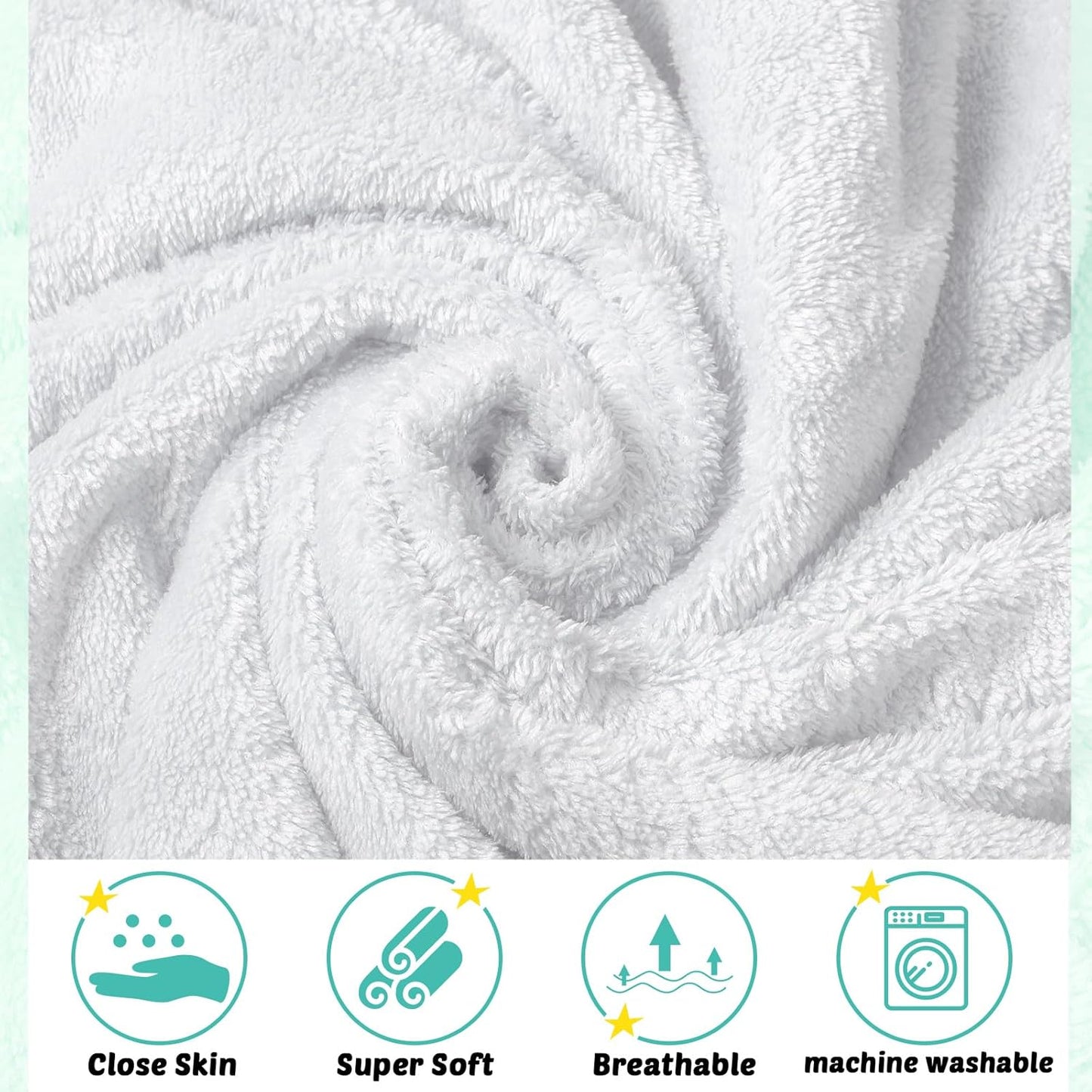 Chumia 6 Pack Baby Bath Towel Coral Fleece Soft Absorbent Newborn Hooded Towel for Kid 30 x 30 Inch Toddler Bath Blanket for Babies Infant Shower Gift(White, Green)