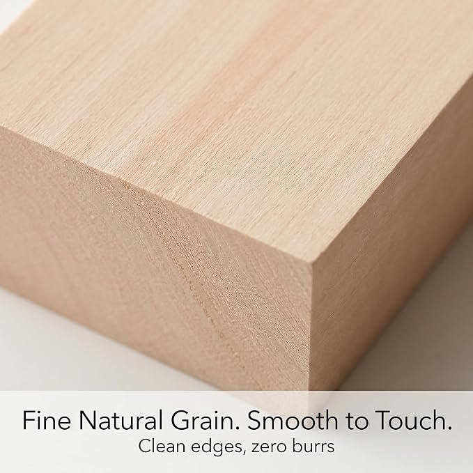 4 PCS 10x3.5x1.7 Inch Unfinished Wood Blocks, Wooden Rectangle Blocks Basswood
