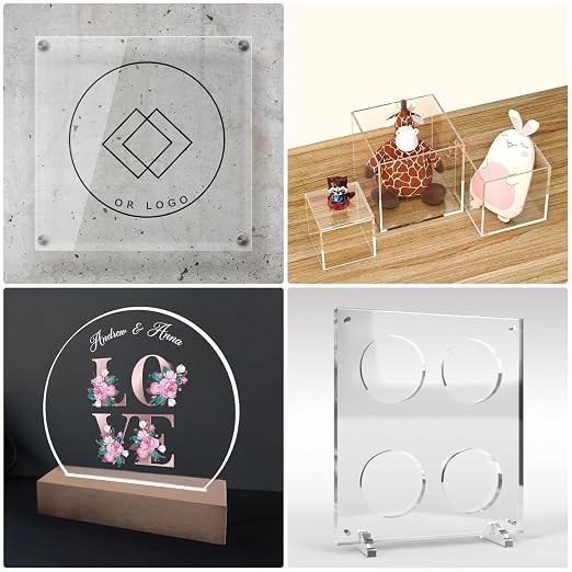 KAITELA 4 Pack Clear Acrylic Sheet 1/4" Thick, Display Case, Laser Cutting