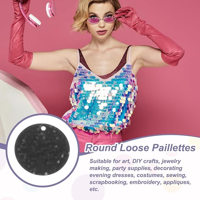 MECCANIXITY 700 Pcs Flat Round Sequins 15mm/0.6 Inch Loose Paillettes Craft