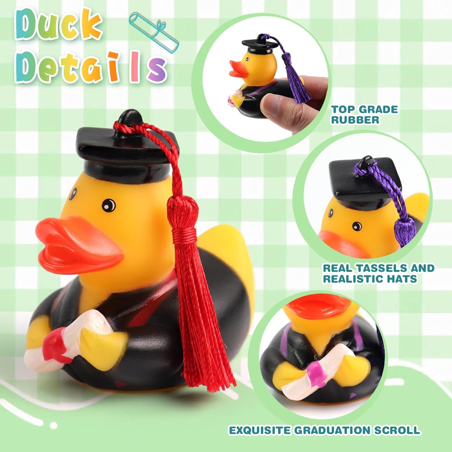 Graduation Ducks Class of 2025 - 36Pc Rubber Ducks with Grad Cap Diploma,College Student Son Daughter School Graduation Gifts Party Favor,Funny Cute Bulk Toys for Her&Him